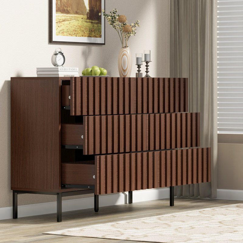 Sevyn Endress 6 Drawer 47.24" W Double Dresser, Coffee