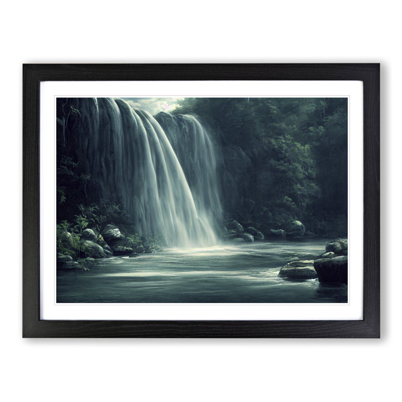 Iconic Waterfall - Single Picture Frame Print, Black, 46cm H x 64cm W
