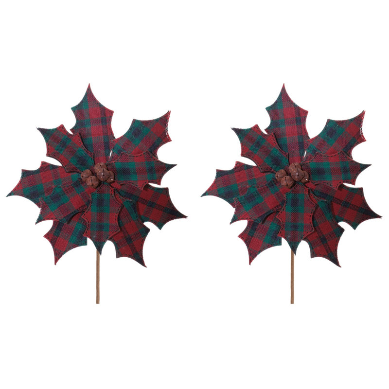 Tige de poinsettia écossais (ensemble de 2)