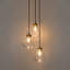 Suspension en verre doré en forme de larme à 3 lumières