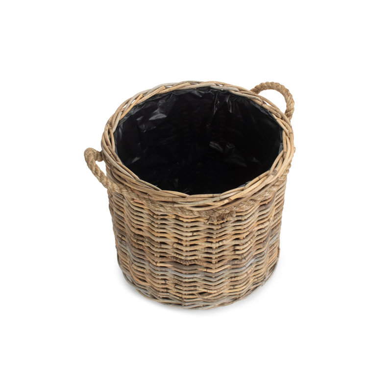 Rattan Planter Basket with Lining, 39cm H x 45cm W x 45cm D