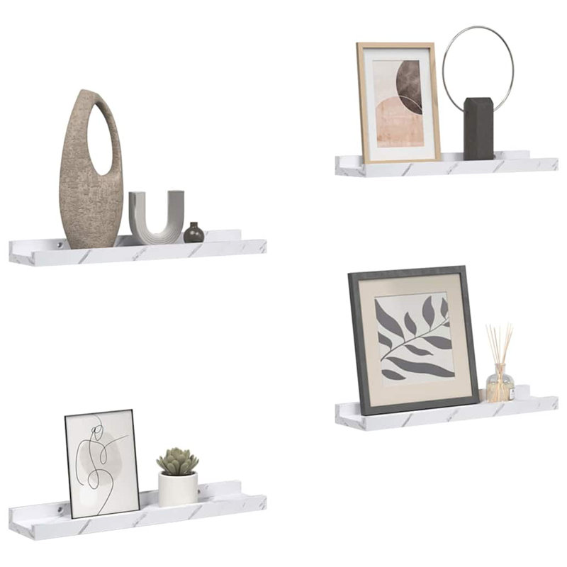 Floating Shelf, White Marble, 3cm H x 60cm W x 9cm D