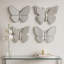 Ensemble de 4 décorations murales papillon argentées, sculpture murale et décorations en miroir, décoration moderne glamour pour chambre à coucher, salon, chambre de bébé