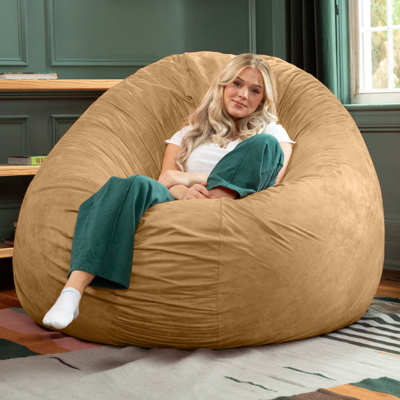 Jaxx 6 Foot Cocoon - 2-in-1 Convertible Bean Bag Bed & Large Bean Bag Chair for Adults , Camel Microsuede