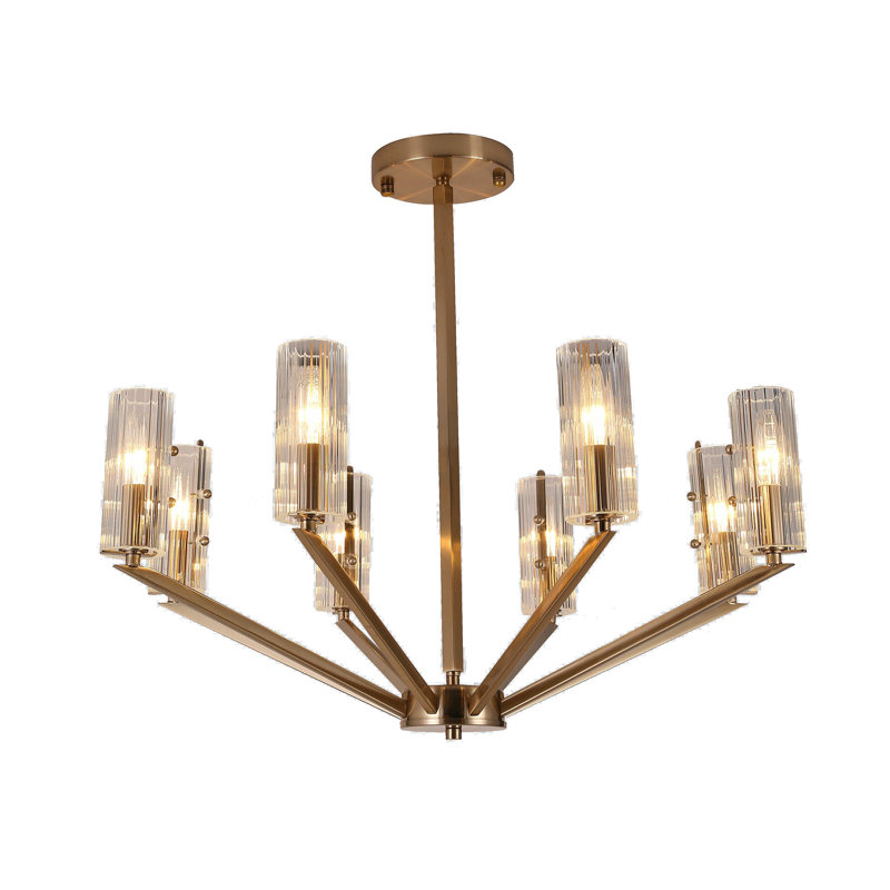 Lustre transitionnel en cuivre 8 lumières