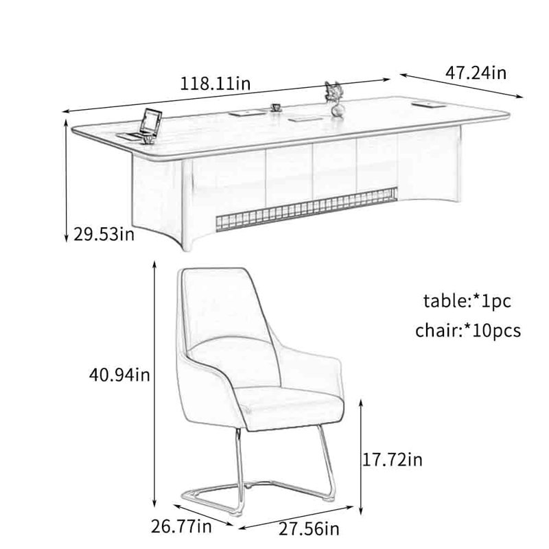 Ensembles de table de conférence Premium Premium, H 29,53 po x L 118,11 po x l 47,24 po