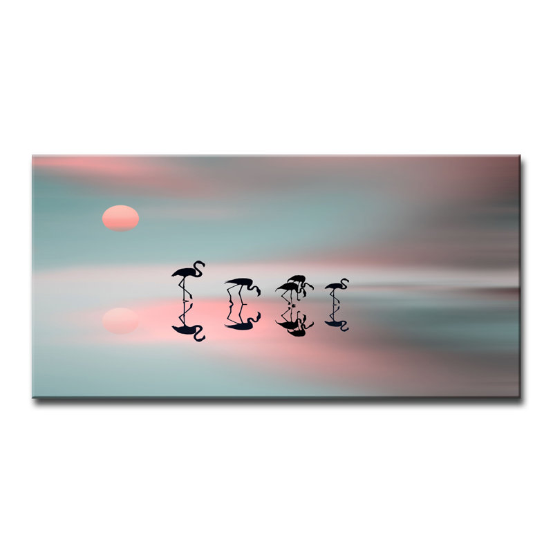 « family flamant roses », impression sur toile, H 16 po x l 20 po x P 1,5 po