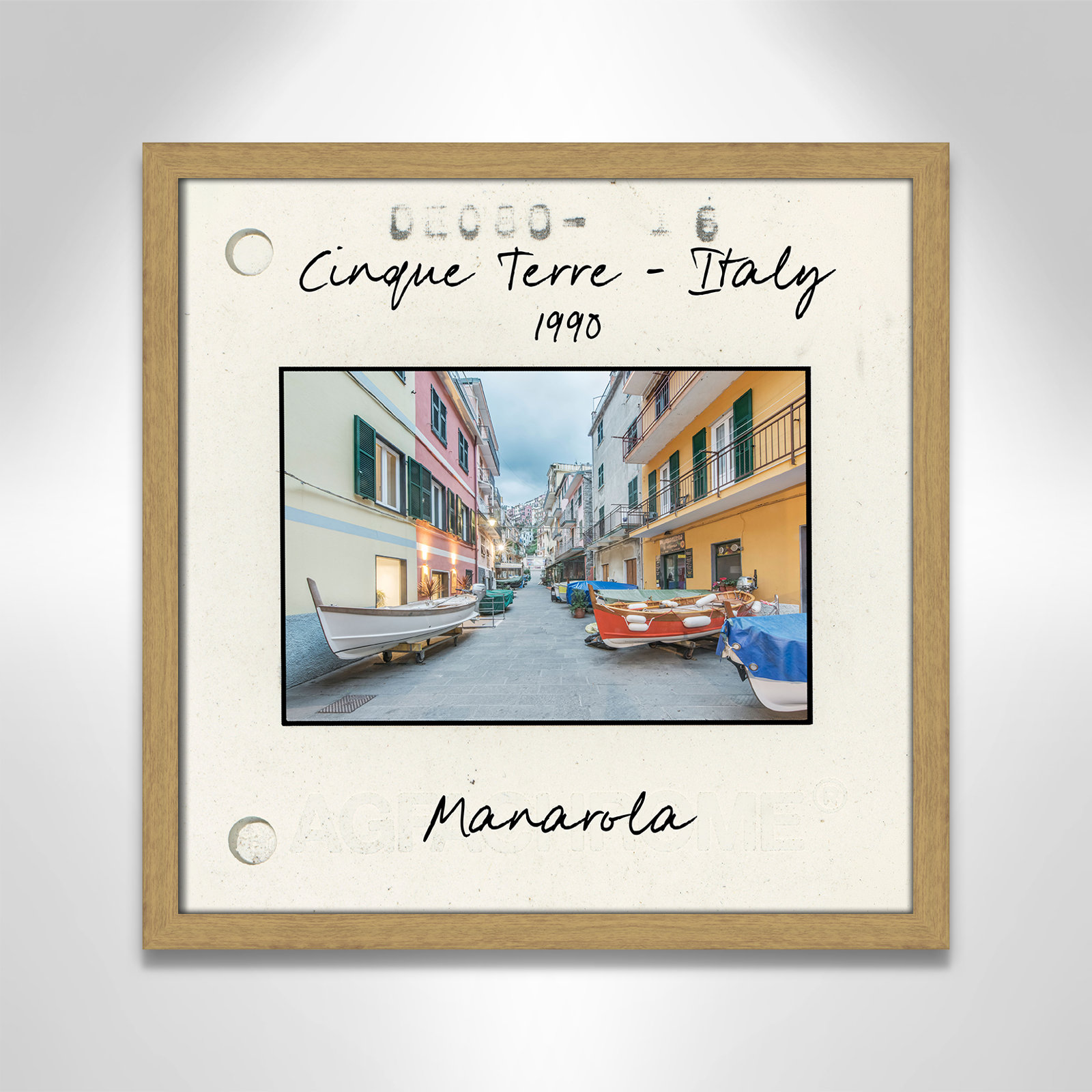 Ritona "Cinque Terre - Manarola" Print, Natural Single Picture Framed Paper, 17" H x 17" W x 0.75" D
