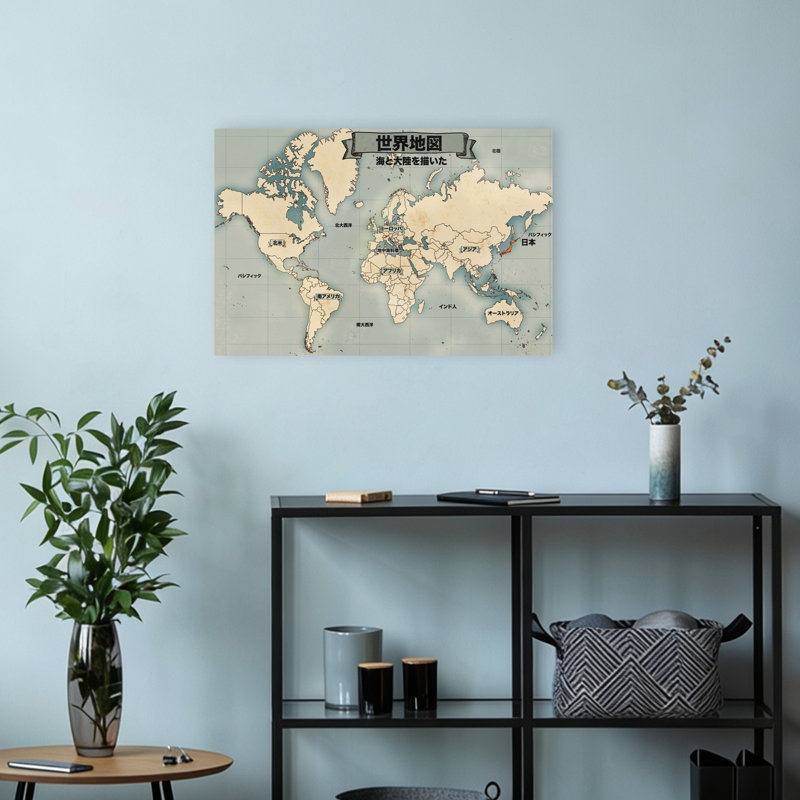 Art mural rétro, carte du monde rétro