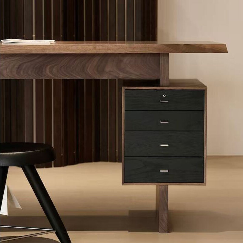 Bureau d'écriture en bois de noyer foncé Mid Century, 62.99"W*27.56"D*29.53"H