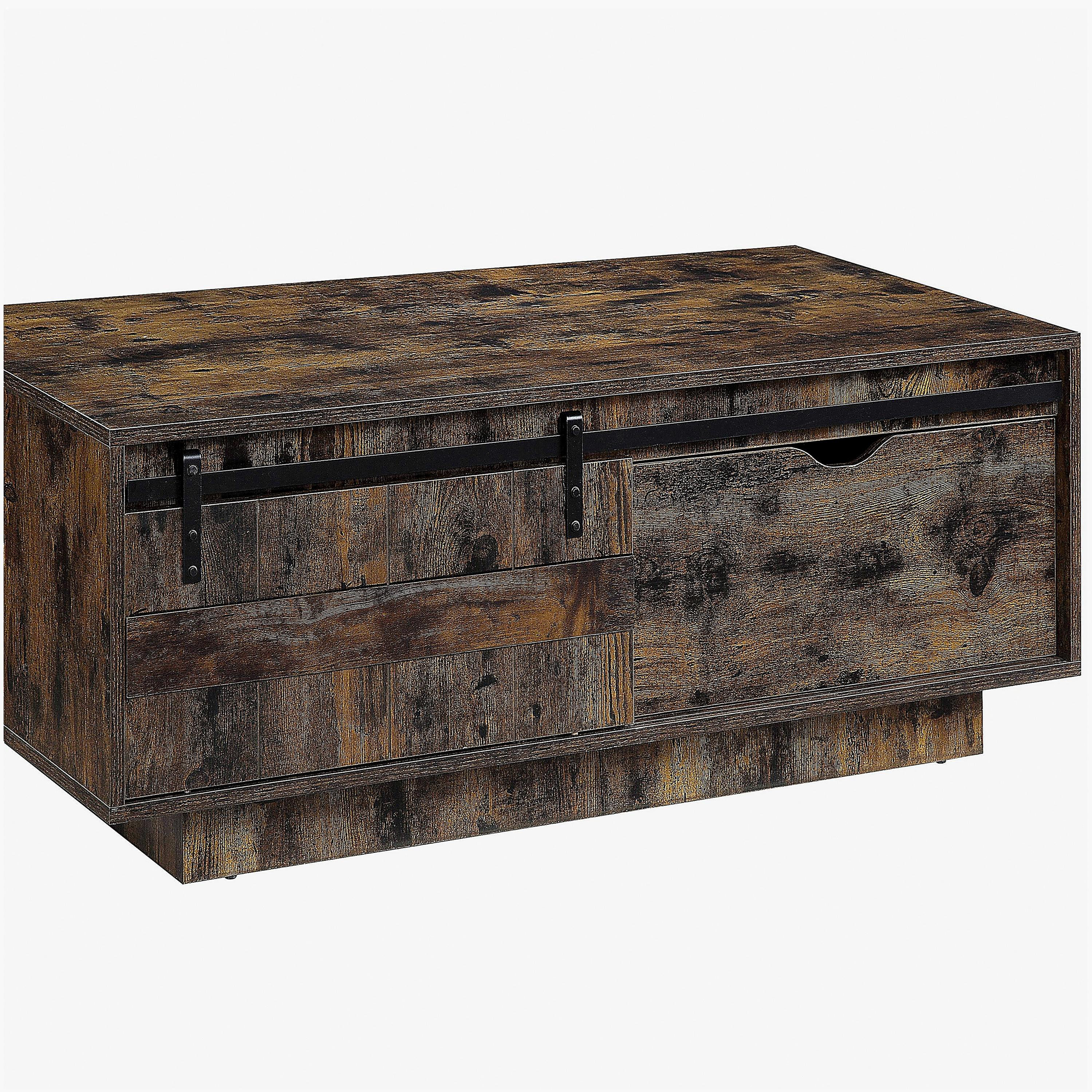Latitude Run® Country Oak Coffee Table with Sliding Barn Doors | Wayfair