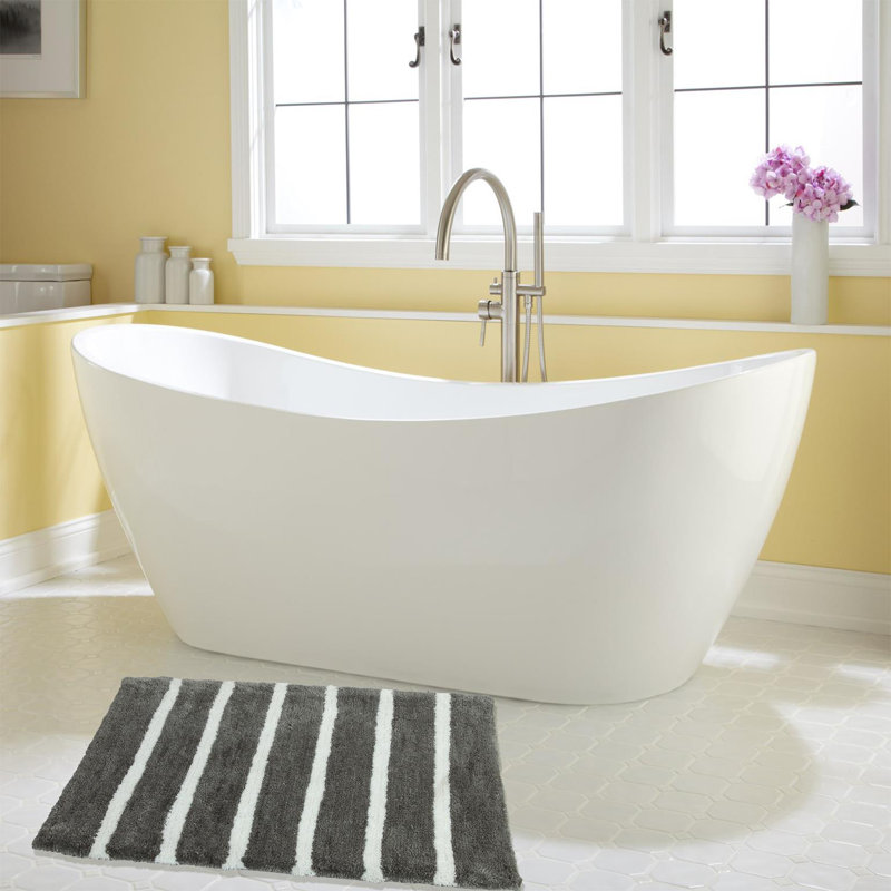 Engleside Non-Slip Bath Rug, 34" W x 21" L, Gray