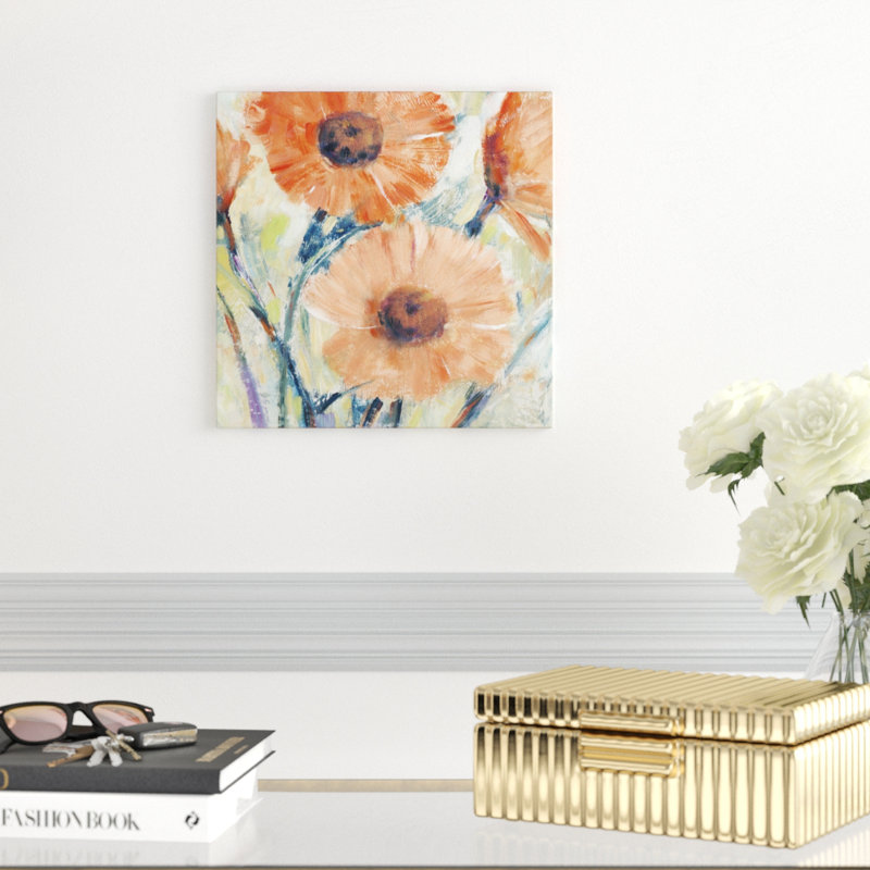 «Flowers in Bloom II», peinture sur toile, H 10 po x l 10 po x P 1,25 po, Toile tendue