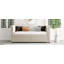 Lit de jour simple tapissier avec tiroirs, support en lattes de bois