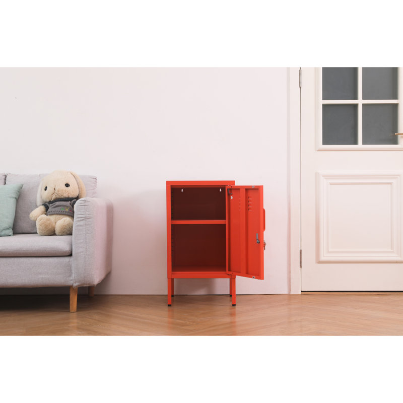Une armoire de rangement multifonctionnelle en métal d'une hauteur de 27,17 pouces, Orange