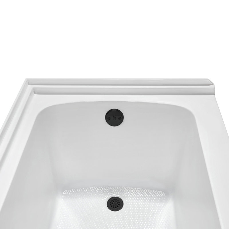 Streamline 66 in. x 32 in. Acrylic Right-Hand Drain Alcove Bathtub in Glossy White With External Drain, Matte Black