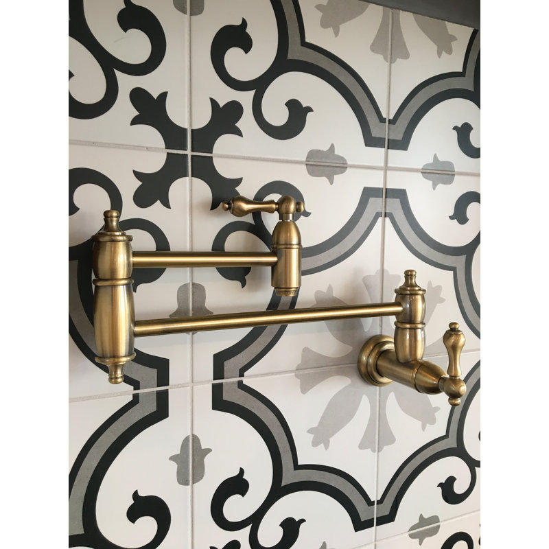 Kingston Brass Restoration Two-Handle 1-Hole Wall Mount Pot Filler Faucet, Vintage Brass