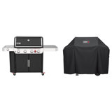 Genesis Weber 4 - Burner Free Standing 48000 BTU Gas Grill with Side Burner and Cabinet 2 Piece Set