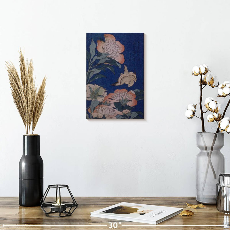 Brampt Peonies And Canary 1834, 12" H x 8" W