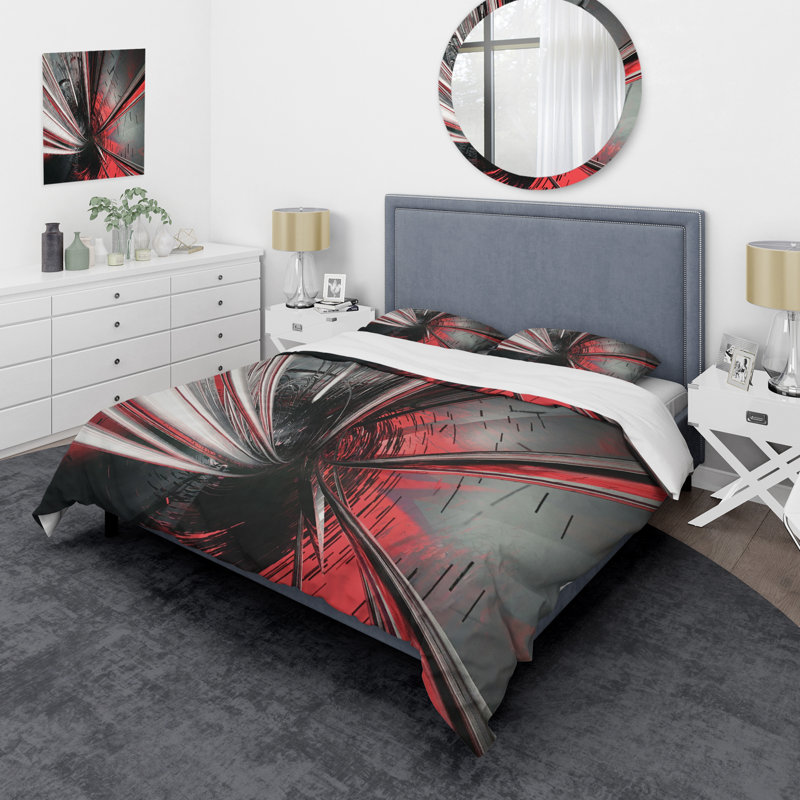 Fractal 3D Deep into Middle - Abstract Duvet Cover Set - Microfiber Polyester, Twin Duvet Cover + 1 Sham