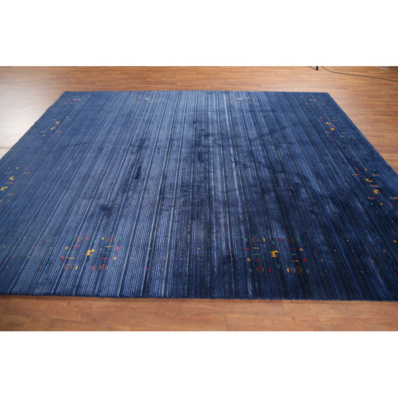 Tapis tribal rayé bleu Gabbeh 8