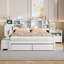 Lit plateforme double en bois avec espace de rangement multifonctionnel, table de chevet, 2 tiroirs, ports USB et bureau-57558602