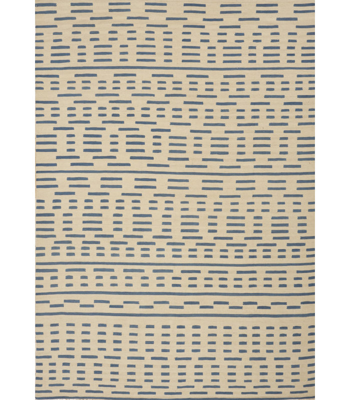 Tapis beige/bleu handwoven à tissage plat
