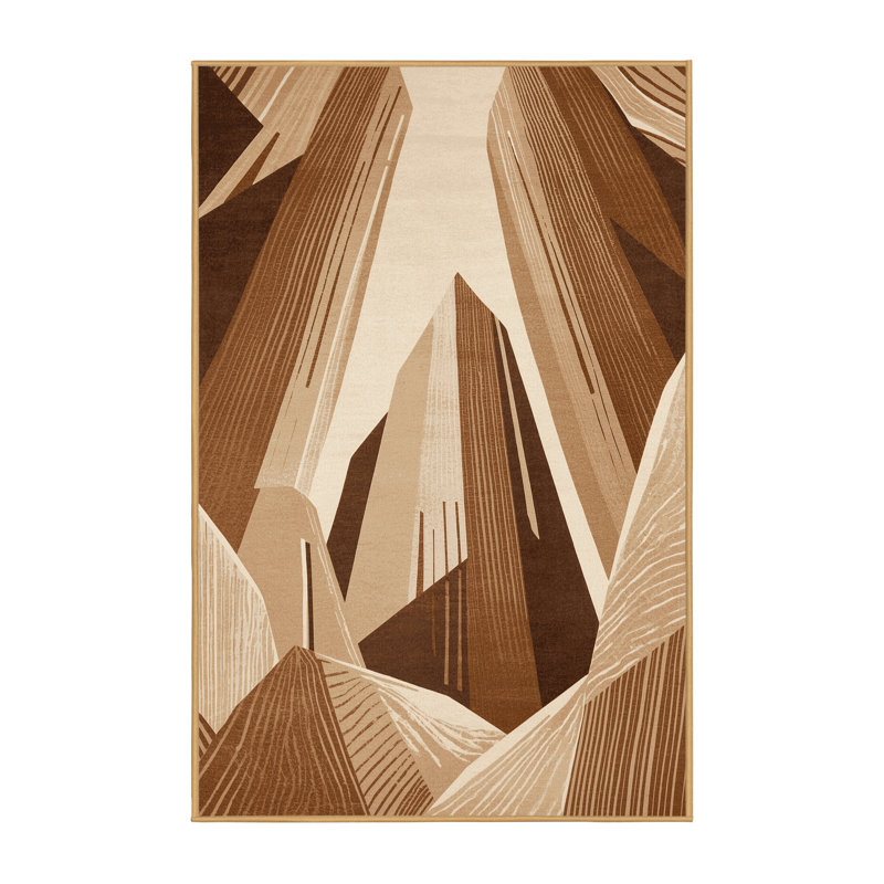 Soft Plush Benziger Modern & Contemporary Abstract Area Rug in Brown – LightBrown Binding, 5x8