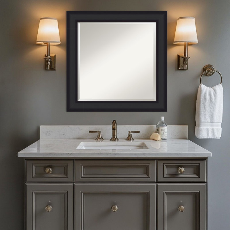Miroir mural de salle de bain Oliver, 25,25 po x 25,25 po, Black