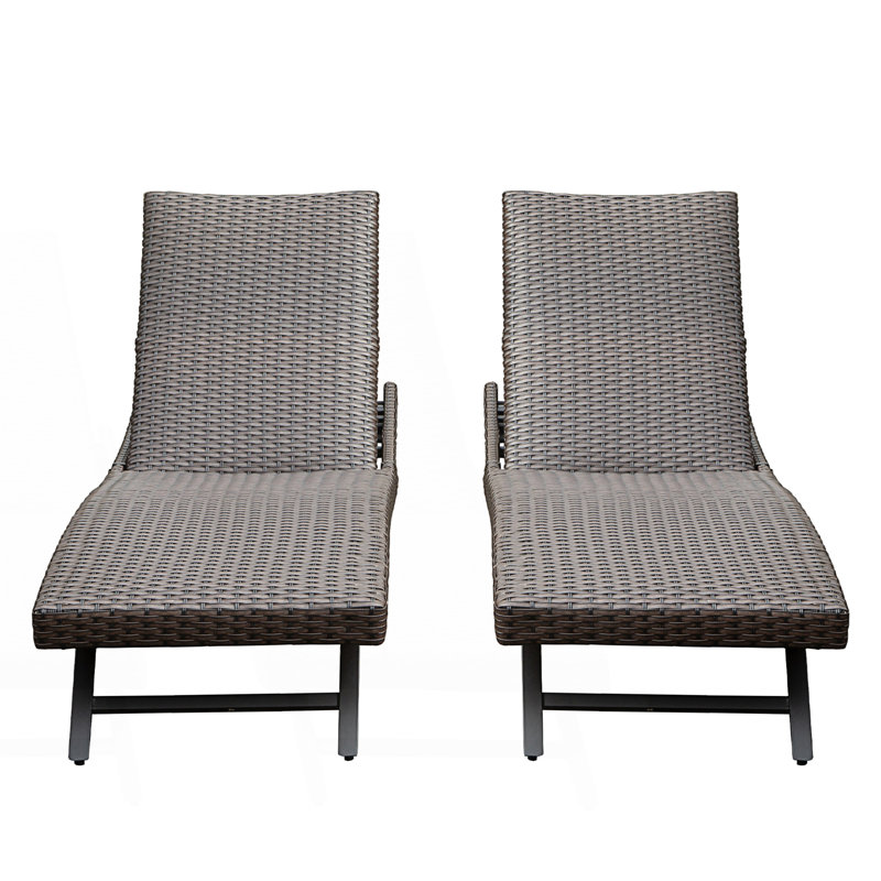 Chaise longue d'extérieur en osier 2 pièces