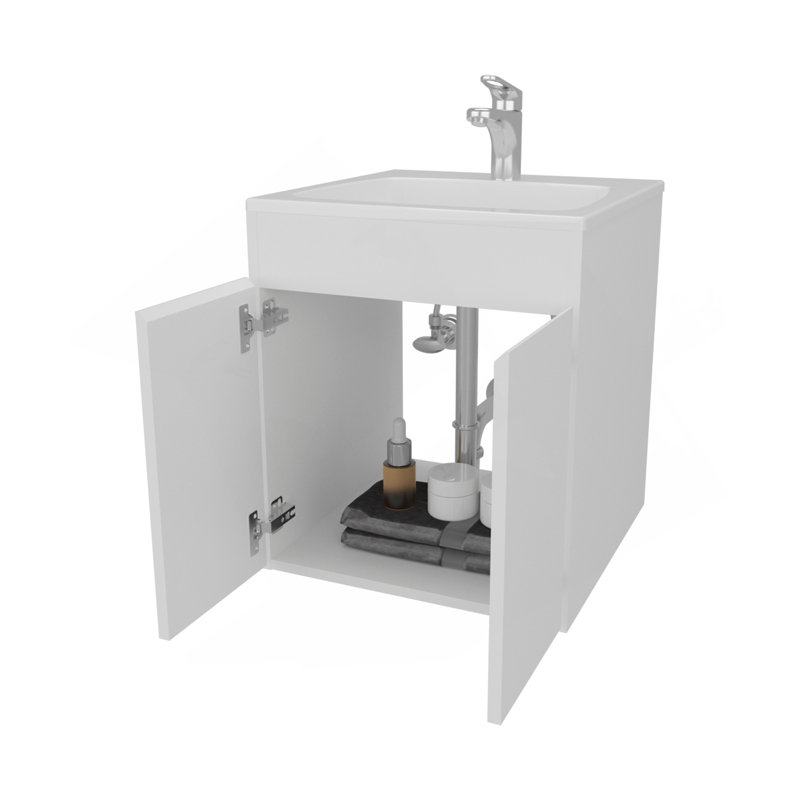 Meuble-lavabo avec deux portes Shoshoni, blanc, Blanc