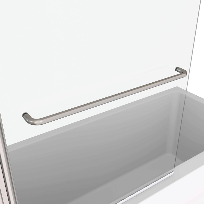 Bath Tub Pivot Shower Screen, With 1/4" Tempered Glass And Towel Bar, Matte Black