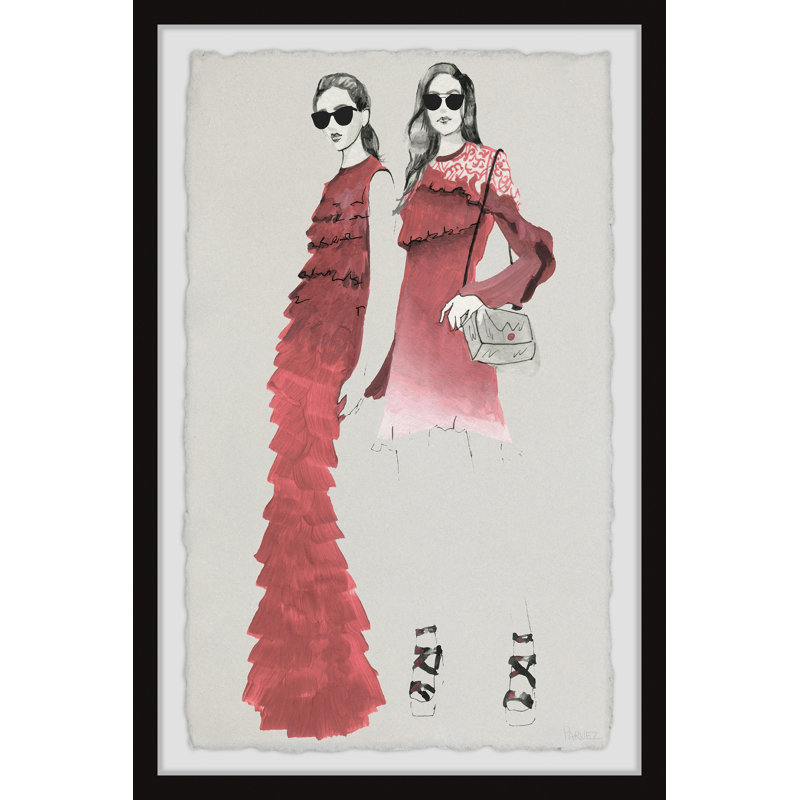 Red Ruffled Dress by Parvez Taj - Single Picture Frame Painting, 45 cm H x 38 cm W