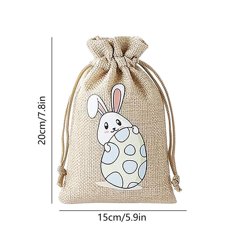 Backpack Easter Bunny Party Candy Box Gift Bag Gift Packaging Linen Drawstring Bag Candy Easter Eggs Bag, B