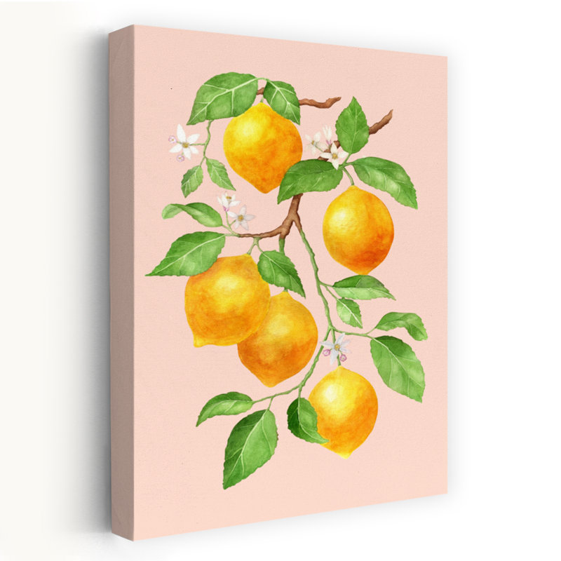 Art contemporain, art mural fruits d'été, H 12 po x l 8 po, Rose / Orange