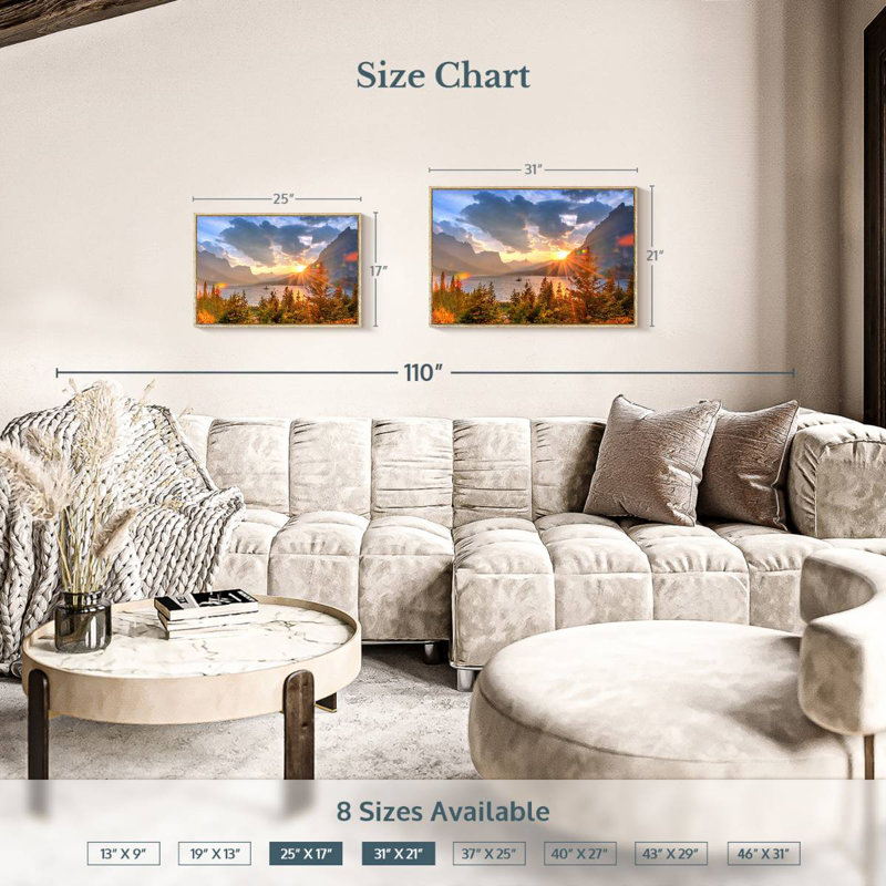 Montana Saint Mary Lake, Floating Frame Natural Wood, 25" X 17"