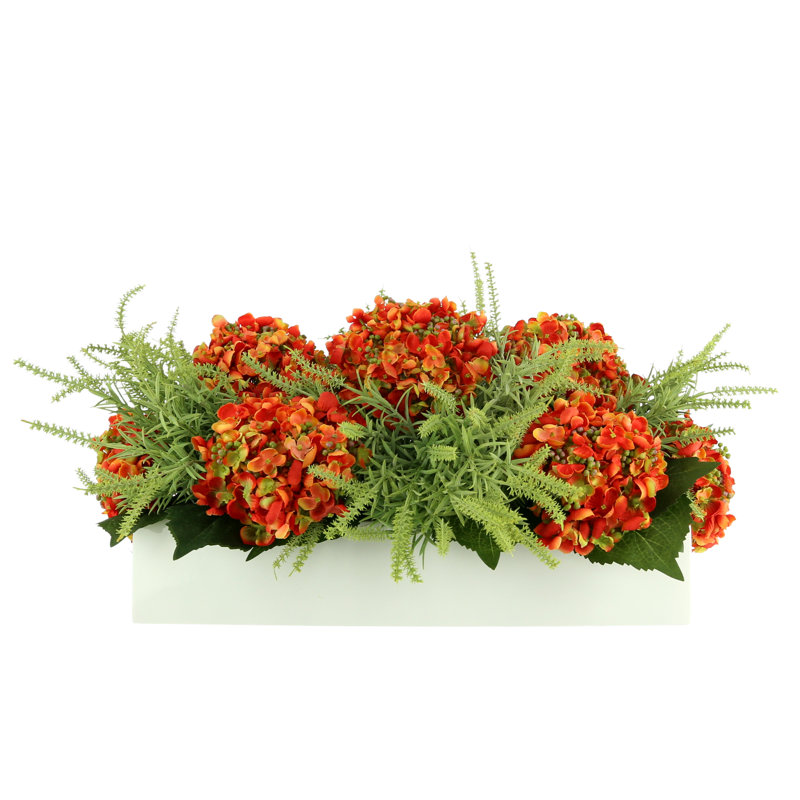 Mixed Hydrangea Bouquet, Orange/Green