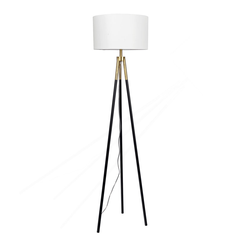 Lampe sur pied en laiton doré avec interrupteur marche / arrêt à trois pieds Sway