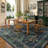 9'X12' Floral Black Green Distressed Retro Washable Rug-118416388