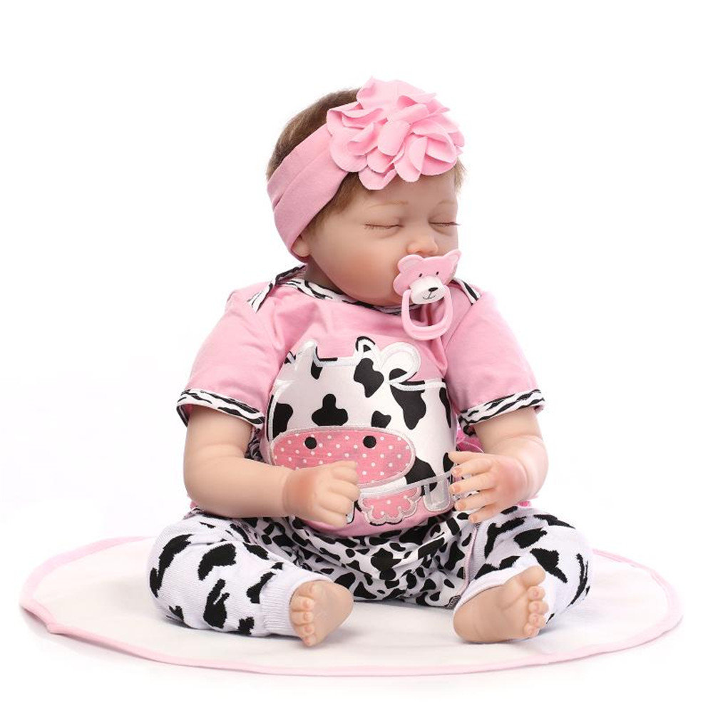 JOYMOR 22in Reborn Baby Dolls Mini Cute Silicone Realistic Baby Doll  lifelike in Puppy Pattern Clothes