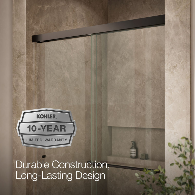 Revel 47.63" x 76" Double Sliding Shower Door with CleanCoat® Technology, Anodized Dark Bronze