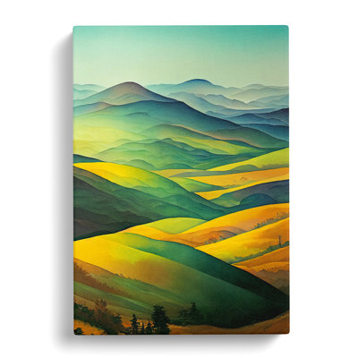 Watercolour Meadow Landscape No.3 - Wrapped Canvas
