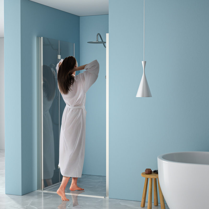 Brushed Nickel 30"W X 72"H Tempered Glass Shower Door - Flexible Installation, To Stains And Scratches With Fold Mechanism Design, Adjustable For Different Spaces