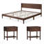 Ensemble de chambre à coucher en bois massif 3 pièces, avec très grand lit et 2 tables de chevet, noyer-1577212438-1577212434
