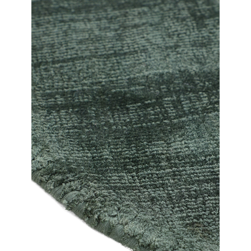 Ava Handmade Viscose Silky Solid Soft Dark Green Rug, Runner 80 x 300cm