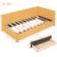 Lit de jour simple rembourré avec 2 rangements, tissu en lin, sans sommier, tiroirs de rangement du cadre de lit, simple, lin-1538434156