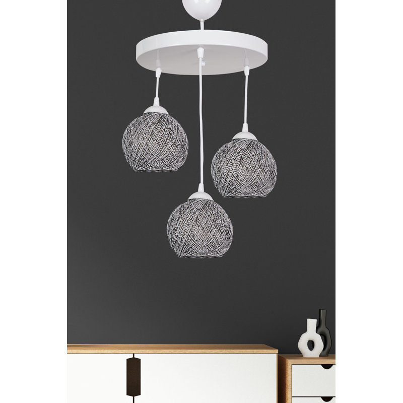 Elegant Scandinavian Chandelier, Metal Body, 12.6 in Diameter x 31.5 in Height | Cotton Cap, 3 x E27 Max 40W | Perfect for Southwestern & Country Décor | Stylish Lighting for Home & Dining Spaces