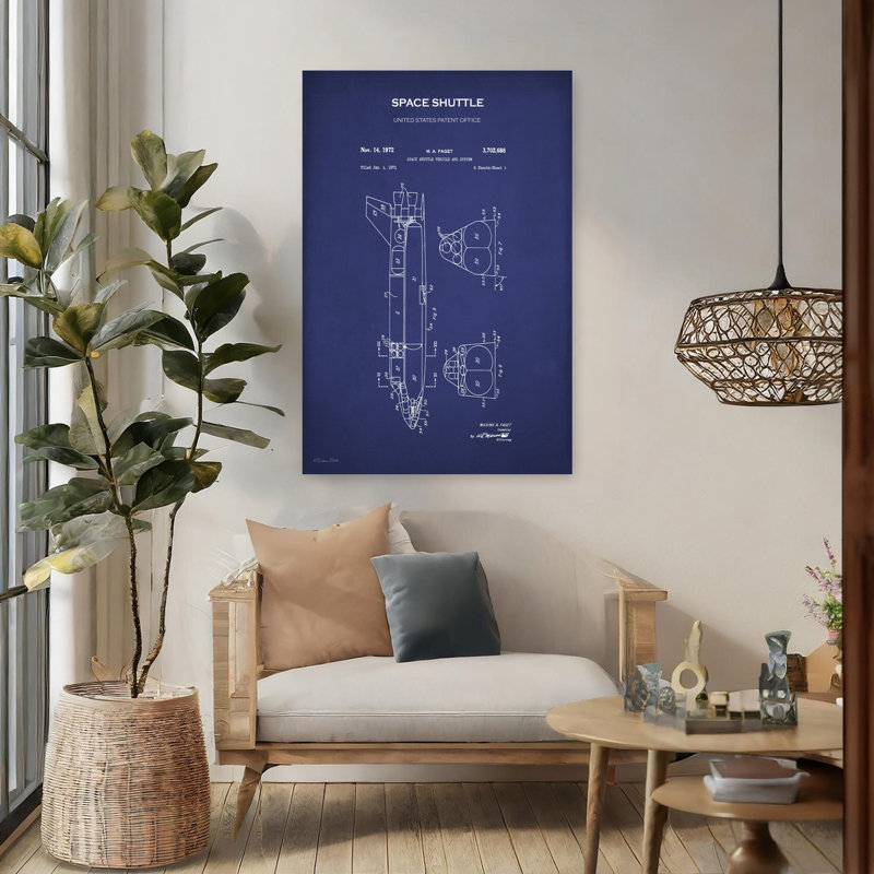 Navette spatiale, brevet d'art contemporain, H 48 po x l 32 po
