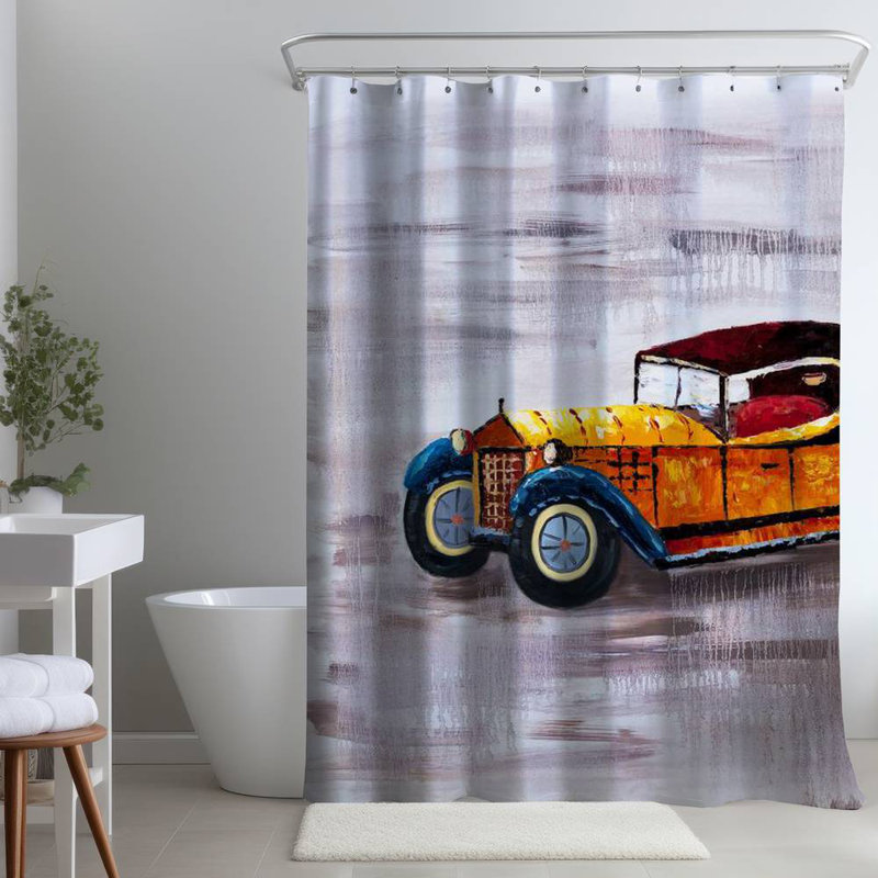 Shower Curtain TR19 – Polyester Shower Curtain, Dye Sublimation Print, 71" W × 74" L, Multicolor Light Purple