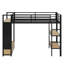 Structure de lit mezzanine avec garde-robe, lit mezzanine en métal avec tablettes de rangement et panneau perforé-1338964153